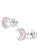 suitable mini half moon sterling silver earrings for babies and kids